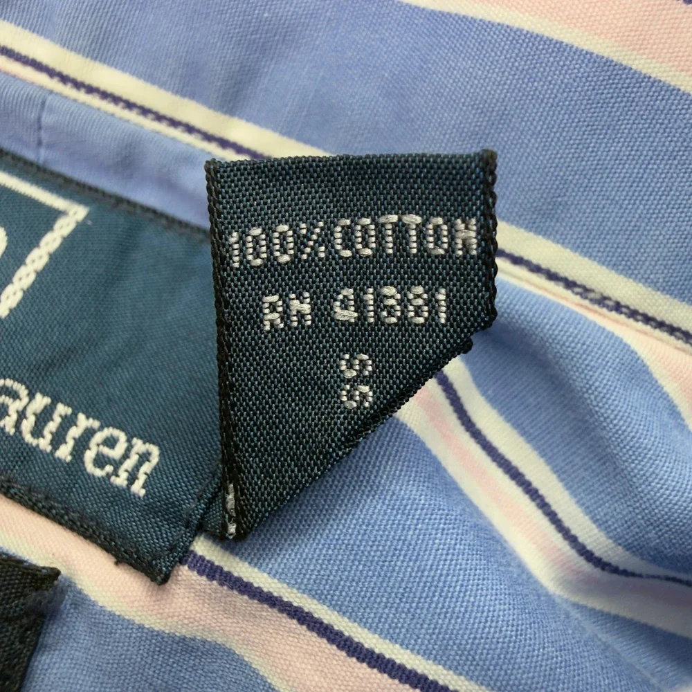 Polo Ralph Lauren Regent Classic Fit XL Blue Striped Long Sleeve Button Up Shirt